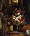 Un vase de fleurs sur une console Eugene Delacroix